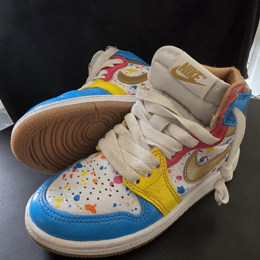 Nike Kids Multicolor High-Top Sneakers (Hand Painted) Size 12c